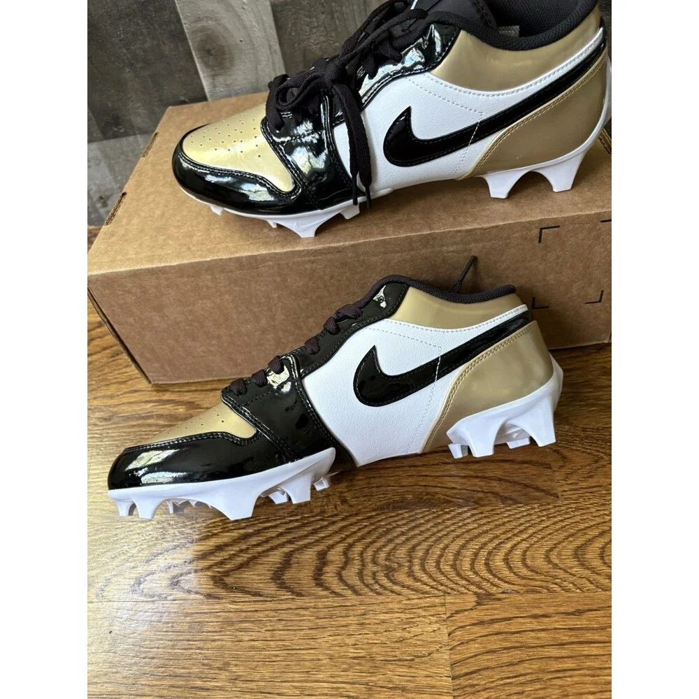 Jordan 1 Low TD Football Cleats Mens Size 11.5 Gold White Black FJ6245-701